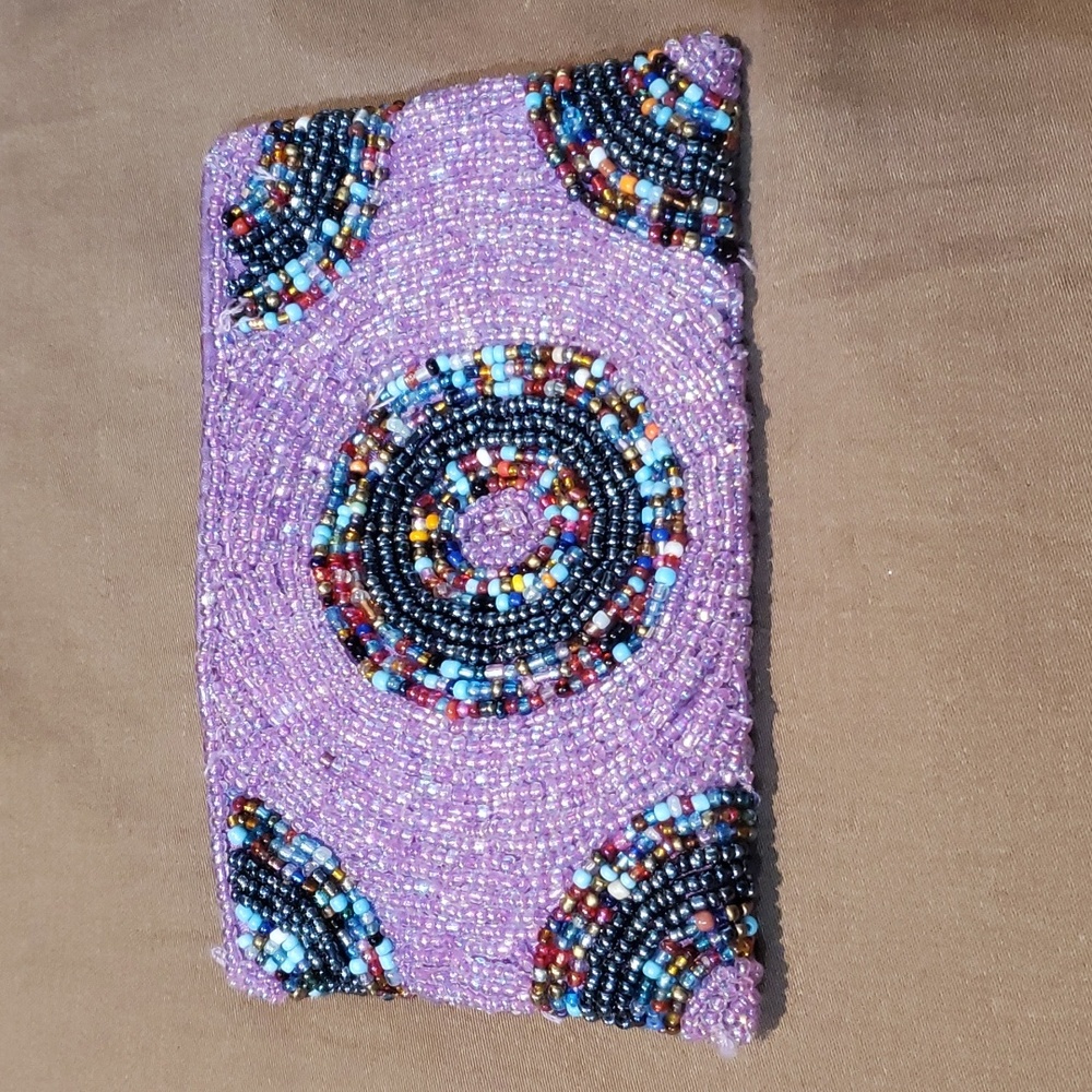 Purple beaded coin purse